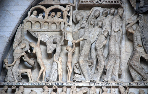 <p><span>The left side (image detail above) shows those who've passed; an angel lifts someone up to heaven. </span></p>