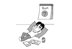 <p>休みます「会社を〜」to take a day off work</p>