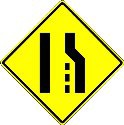 <p>two lanes of cars will soon become one lane of cars. Right lane must merge to left yielding to traffic driving in the left lane.</p>