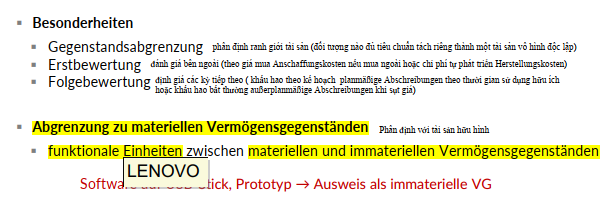 <p><span style="color: red;"><strong>Besonderheiten des immateriellen Anlagevermögens</strong></span></p>