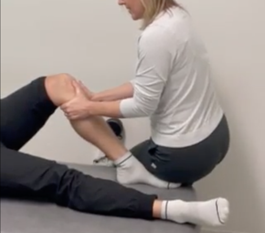 <p>LIGAMENTOUS STABILITY (anterior instability)</p><p><strong>Purpose</strong></p><ul><li><p><span style="color: red;"><strong>ACL integrity</strong></span></p></li></ul><p></p><p><strong>How to perform</strong></p><ol><li><p>pt supine w/ 90° knee flexion or slightly less</p></li><li><p>Stabilize the foot by sitting on it</p></li><li><p>Place both hands around the proximal tibia with the thumbs near the joint line</p></li><li><p>Translate the tibia anteriorly</p></li><li><p>Assess the amount of translation and the end feel</p></li></ol><p></p><p><strong>Positive test</strong></p><ul><li><p><span style="color: red;"><strong>Excessive anterior tibial translation</strong></span></p></li><li><p><span style="color: red;"><strong>Soft end feel</strong></span></p></li></ul><p></p>