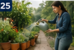 <p>water the plants</p>