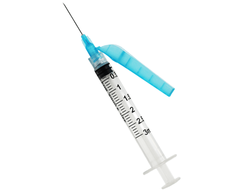<p>Syringes with built-in safety features designed to help prevent accidental needle-stick injuries after use.</p>