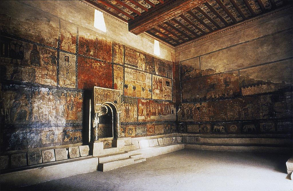 <p>Dura-Europos, Syria (8.1), Jewish synagogue with narrative wall paintings; rare figural art in Judaism showing biblical scenes.</p>