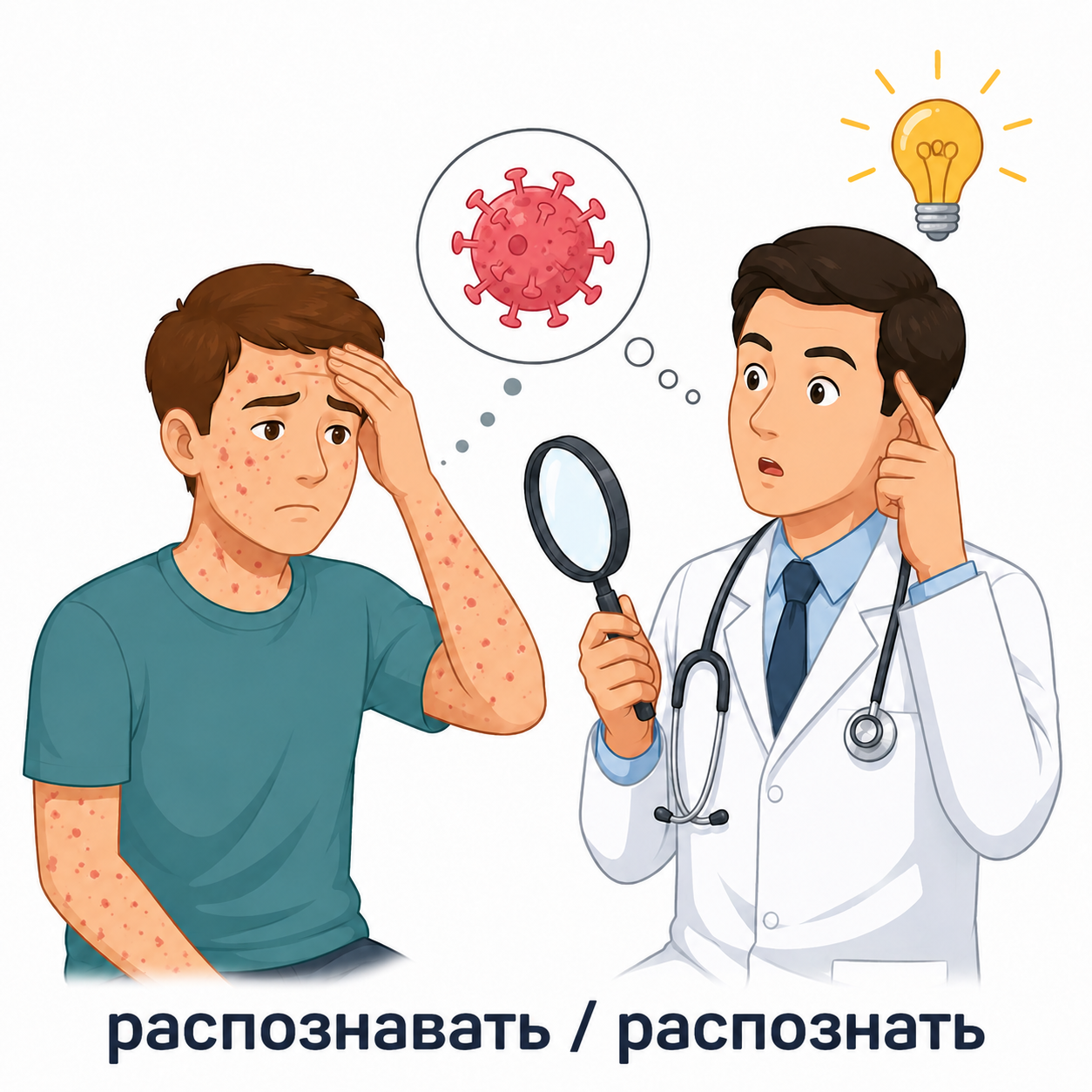 <p>reconocer / identificar / determinar. Пример: Врач распознал болезнь.</p>