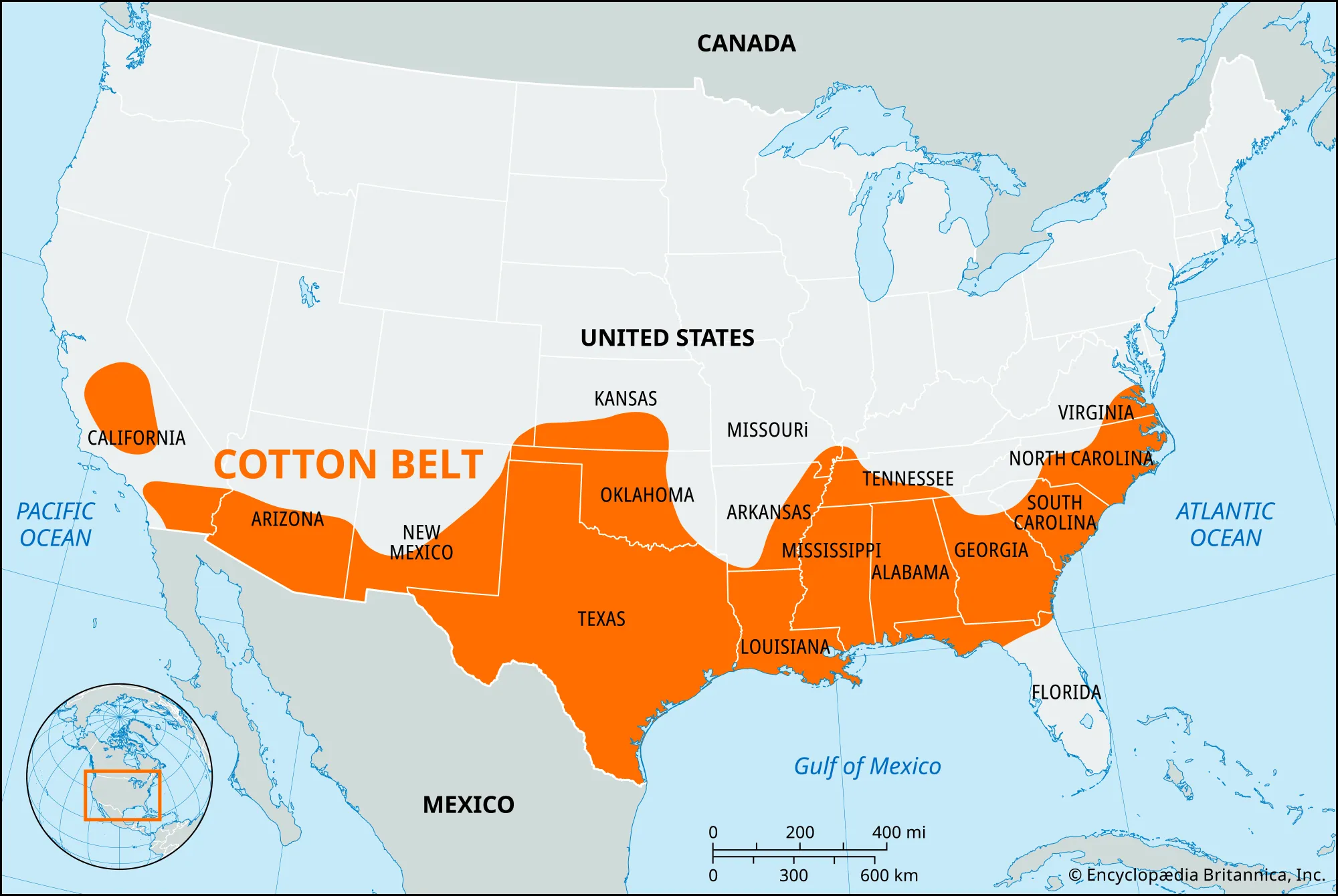 <p>american south, where cotton used to dominate the agricultural economy. now new south or sun belt. people migrate from older cities in industrial north for better climate &amp; new job opportunities</p>