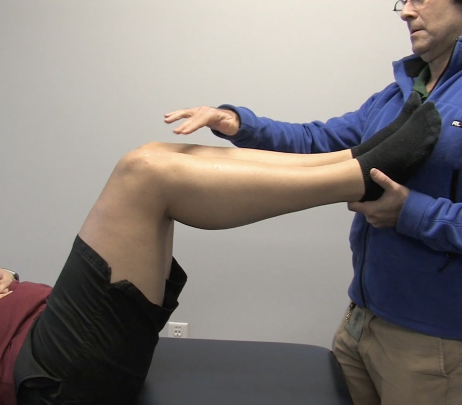 <p>LIGAMENTOUS STABILITY (posterior instability)</p><p><strong>Purpose</strong></p><ul><li><p>Posterior tibial instability</p></li><li><p><span style="color: red;"><strong>PCL tear</strong></span></p></li></ul><p></p><p><strong>How to perform</strong></p><ol><li><p>pt supine with the hips and knees at 90°</p></li><li><p>Support both lower legs and heels</p></li><li><p>Compare &amp; palpate tibial tuberosities</p></li><li><p>Optional: have pt contract hamstrings to increase posterior tibial translation</p></li></ol><p></p><p><strong>Positive test</strong></p><ul><li><p>The proximal tibia sags posteriorly on the affected side?? A torn PCL lets the tibia sag backward???</p></li><li><p><span style="color: red;"><strong>Affected tibial tubercle less visible than unaffected side</strong></span><strong> = PCL tear</strong></p></li></ul><p></p>