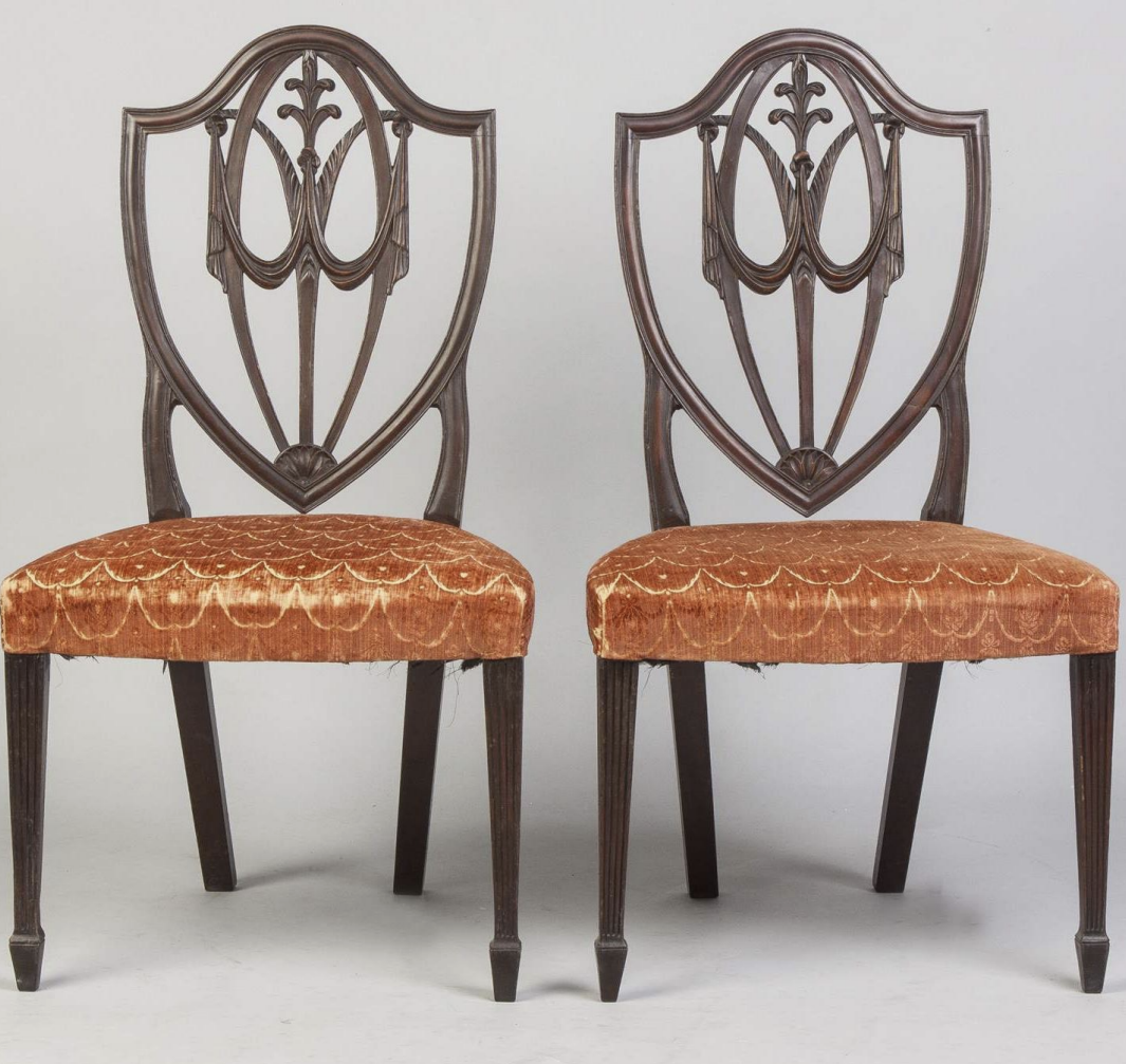 <p>• Light and elegant</p><p>• Shield-back chairs</p><p>• Straight tapered legs</p><p>• Fine inlay decoration</p><p>• Symmetrical designs</p>