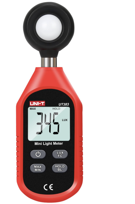 <p>using a lux meter</p>