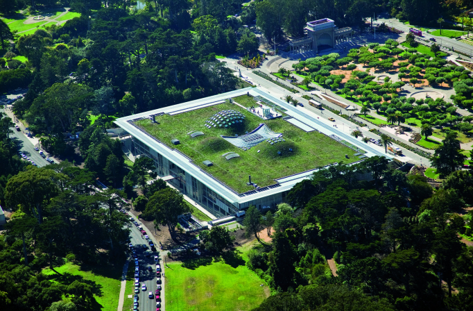 <p>The natural history museum features a living 2.5 acre roof with native california wildflowers and grasses. Exemplifies 21st centry turn toward sustainable ecological architecture</p>