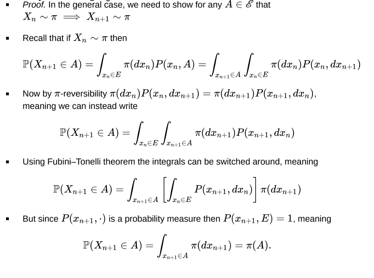 <p>Markov chains can be $$\pi$$-invariant without being $$\pi$$-reversible</p>
