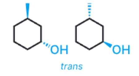 <p>substituents point in opposite directions</p>