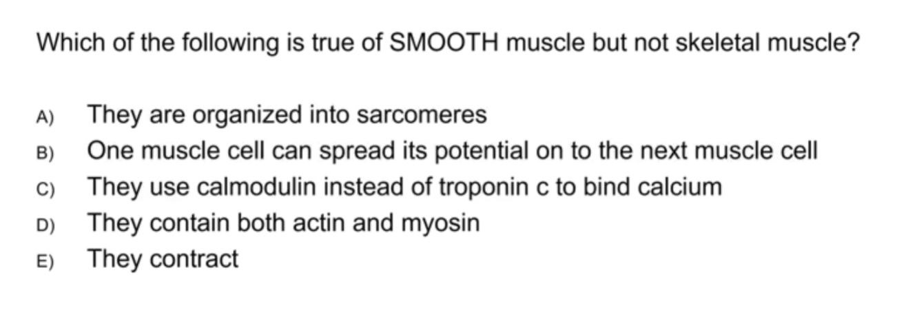 <p>Ca2+ binding to move Actin/Myosin in SM: Calmodulin</p>