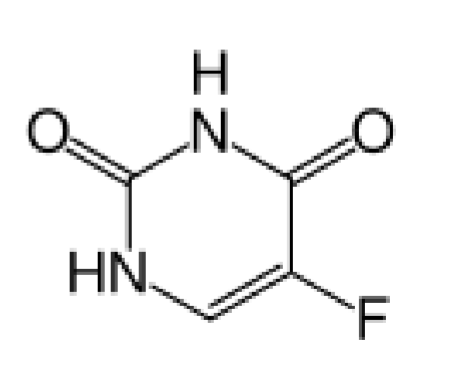 <p>nucleobase analogue</p><ol><li><p>converted to F(UTP) and encorporated in RNA → slow translation</p></li><li><p>converted to dTMP which inhibits DNA synthesis</p></li></ol><p></p>
