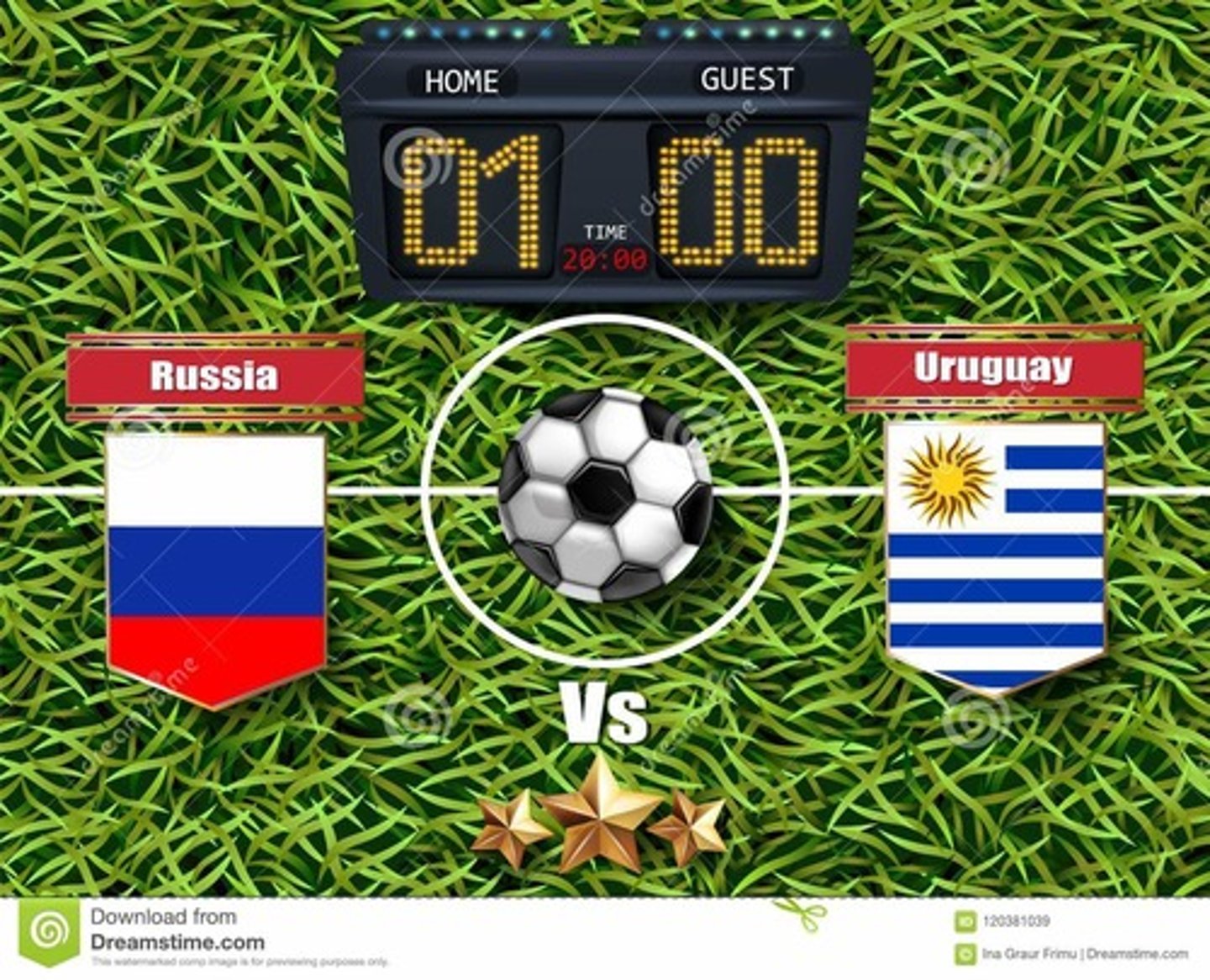 <p>At the stadium, the board indicates the score</p>