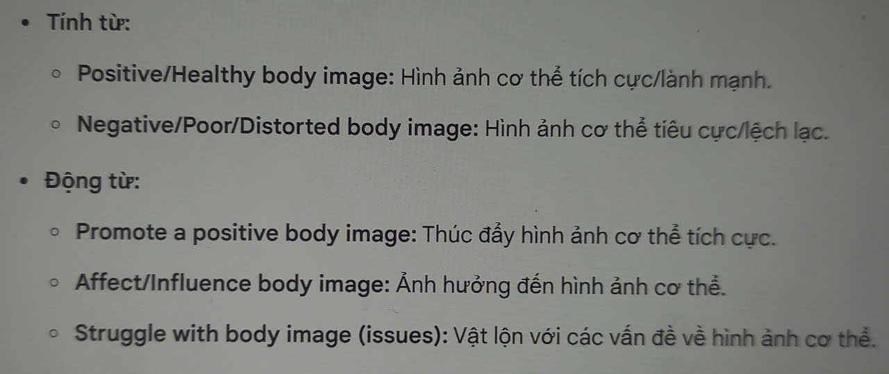 <p>· Body image</p>