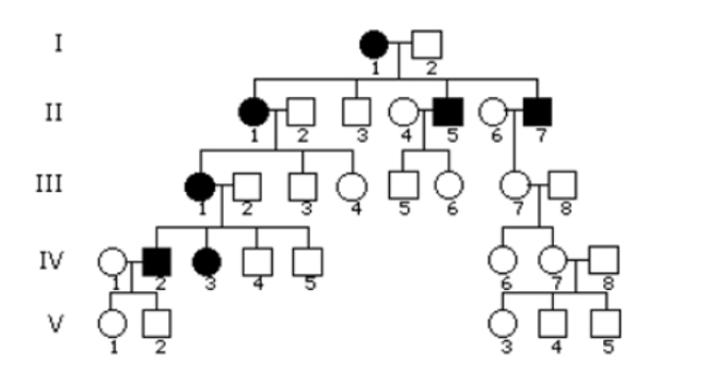 <p>What is the MOST likely mode of inheritance in the pedigree below?</p>