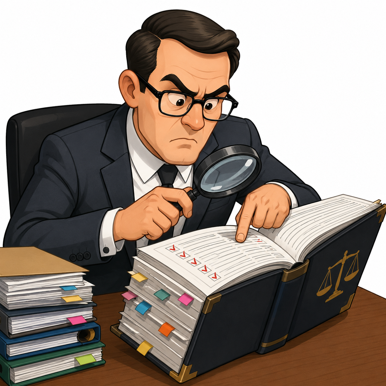 <p>He's a stickler for the rules.</p>