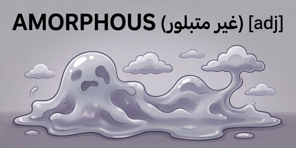 <p>without a clearly defined shape or form.</p>