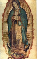 <p>A teacher shows students an image of Our Lady of Guadalupe and explains that scholars often discuss the work as an example of syncretism, the blending of different cultural or religious traditions. Which statement BEST explains why?</p>