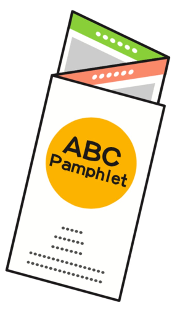 <p>brosur, pamflet</p>