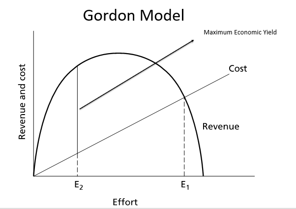 <p>explains why profits are low in open-access fisheries (<span>as fishing effort increases, production increases, and stock declines → overexploited)</span></p>