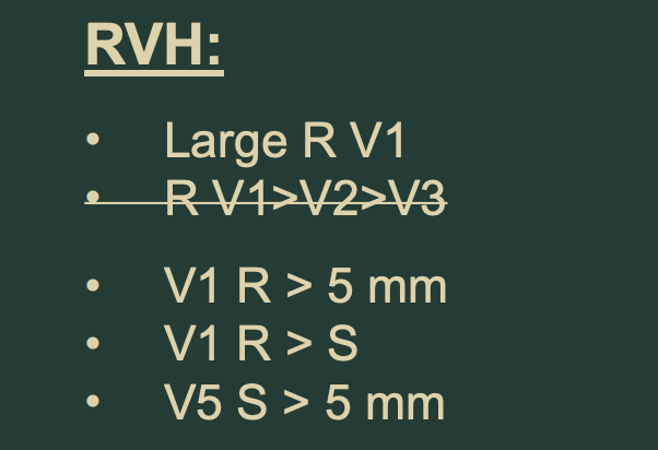 <p>RVH wuth RV Strain (sloped/humped ST depression with asymmetric T wave inversions </p>