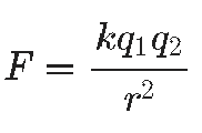 <p>F = Magnitude of electrostatic force (N)</p><p>k = Coulombs constant ((N*m²)/C²)</p><p>q1/2: Magnitude of electric charge in coloumbs</p><p>r = distance between charges (m)</p>