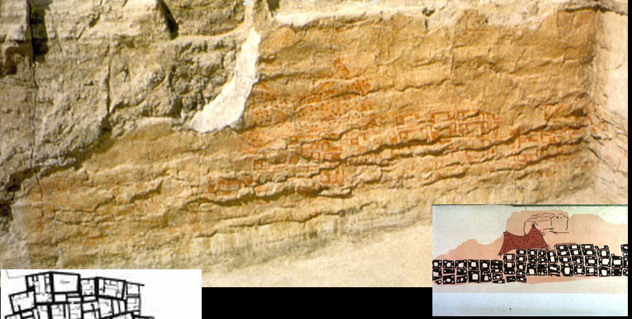 <p><span style="background-color: yellow;">Çatal Hüyük, Asia Minor (Turkey), 6700-5650 B.C.E.</span></p><p>Wall fragment with painting from Çatal Hüyük, Asia Minor (Turkey) 6700-5650 B.C.E.</p><p style="text-align: left;">Earliest known landscape painting of a specific site</p>