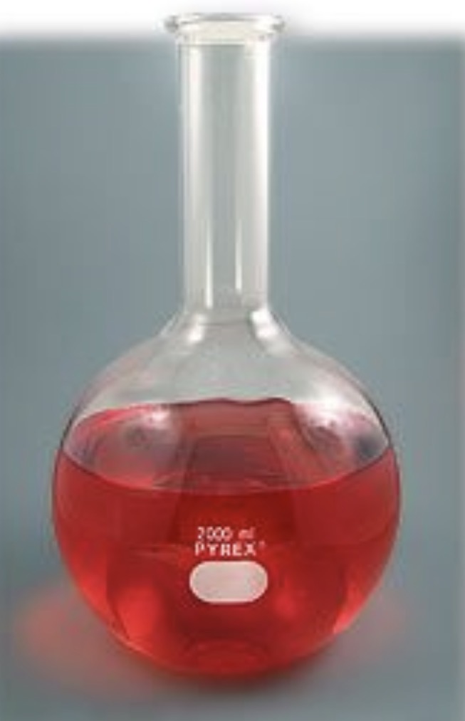 <p>Flask that allows for uniform heating, especially during distillation.</p>