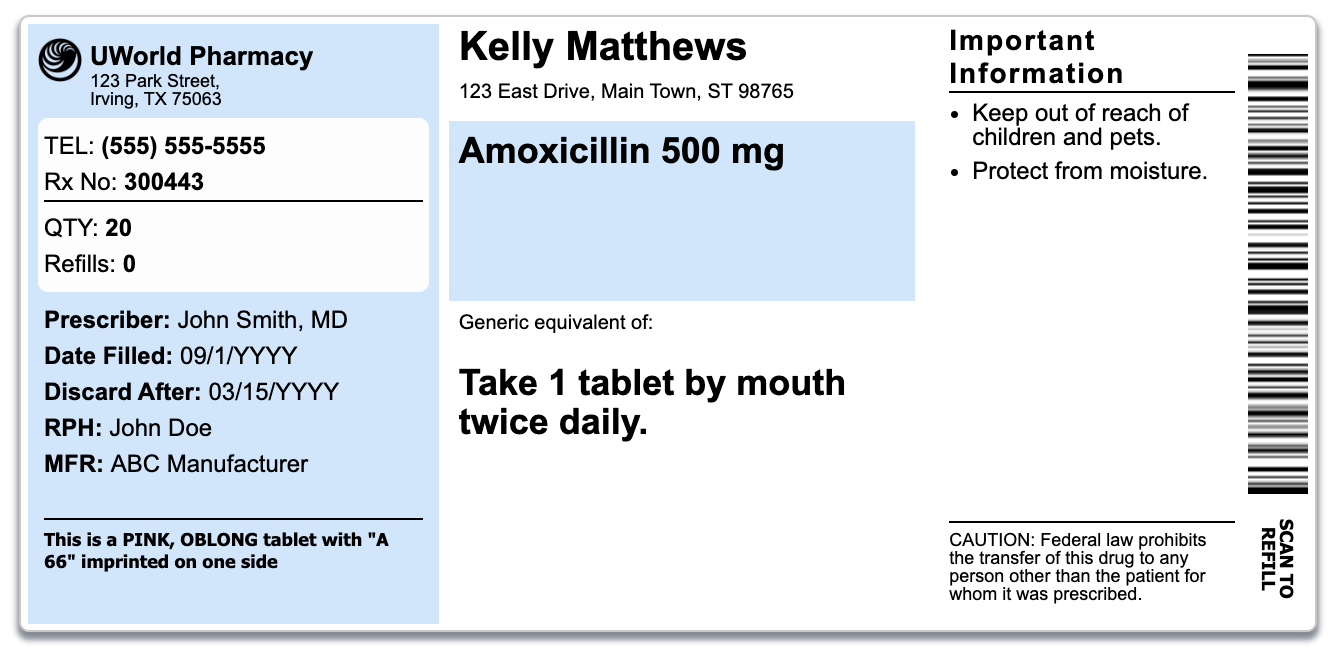 <p>KM is a 38-year-old female who comes to the pharmacy with the following new prescription. </p><p></p><p>Why is it important for KM to complete the full prescribed course of therapy?</p>