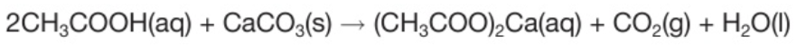 <p>They are the same. Carboxylic acids will behave like any other acid</p><p>Fizzing because CO2 is released (+ colourless solution formed)</p><p>Calcium carbonate + ethanoic acid → calcium ethanoate + carbon dioxide + water</p>