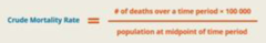 <p>-All-Cause Mortality Rate</p><p>Considers deaths for any reason in the population.</p><p>Cause-Specific Mortality Rate</p><p>Measures the deaths in a population from a specific disease.</p>