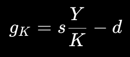 <p>A constant capital growth rate therefore requires Y/K to be constant.</p>