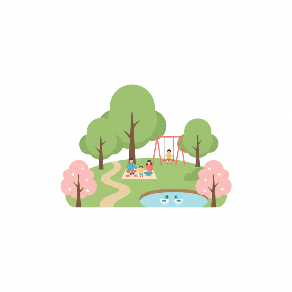 <p>công viên<br><br>こうえんにいきます。</p>