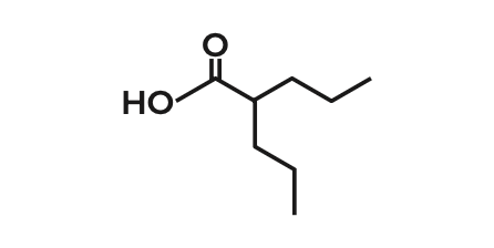 <p>a. Valproic acid</p><ul><li><p>2-propylpentanoic acid</p></li><li><p>-antiepileptic, antisseizure</p></li></ul><p></p>