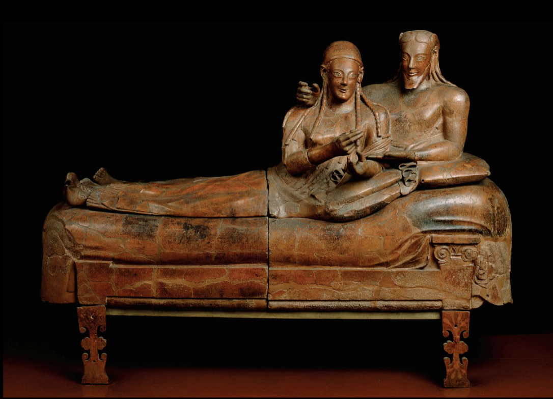 <p>Sarcophagus with reclining couple</p>