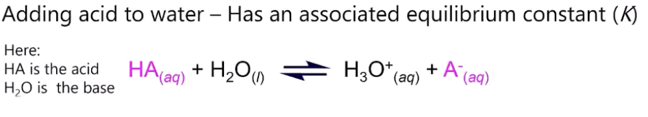 <p>if eq constant is very large, stronger than water and vice versa</p>