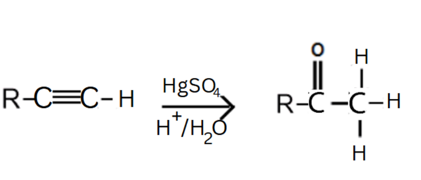 <p>Product: Ketone + methyl if its an internal alkyne (Carbonyl group goes to most substituted Carbon)</p>