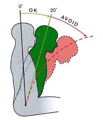 <p>- Back in neutral alignment with natural spinal curves </p><p>- Lean forward slightly from the waist </p><p>- Trunk flexion of 0 - 20 degrees</p>