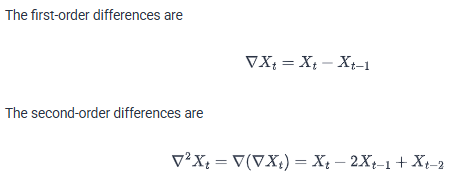 <p><span>Differencing finds the difference between consecutive observations. It is used to transform a non-stationary series to a stationary series.</span></p><p><span>Differencing a random walk process results in a white noise process</span></p>