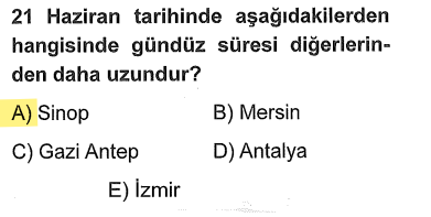 <p>21 Haziran'da Türkiye'nin en kuzeyindeki ilde gündüz en uzundur.</p>
