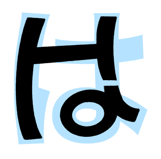 <p>“Ha” (like in “haha”) → looks like uppercase H and a lowercase a together</p>