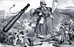 <p>The policy held by Teddy Roosevelt in foreign affairs. The "big stick" symbolizes his power and readiness to use military force if necessary. It is a way of intimidating countries without actually harming them.</p>