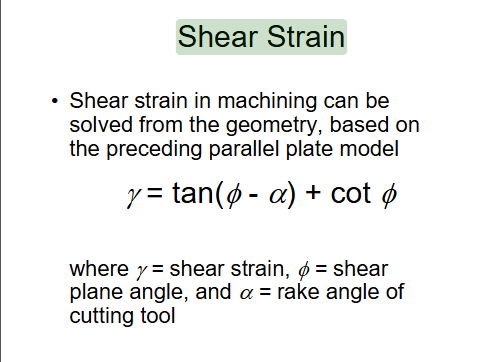 <p>Shear strain formula, can be solved from the geometry<br></p>