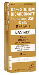 <p>N/A</p><p>Alkalinizing Agent; Electrolyte Replacement</p><p>Indication(s): Severe metabolic acidosis, hyperkalemia, sodium channel blocker toxicity (e.g., tricyclic antidepressant overdose), urinary alkalinization for selected toxicities.</p><p>Warning(s): Not recommended for routine use during cardiac arrest except in specific clinical situations.</p><p>Side effect(s): Metabolic alkalosis, hypernatremia, hypokalemia, fluid overload.</p>