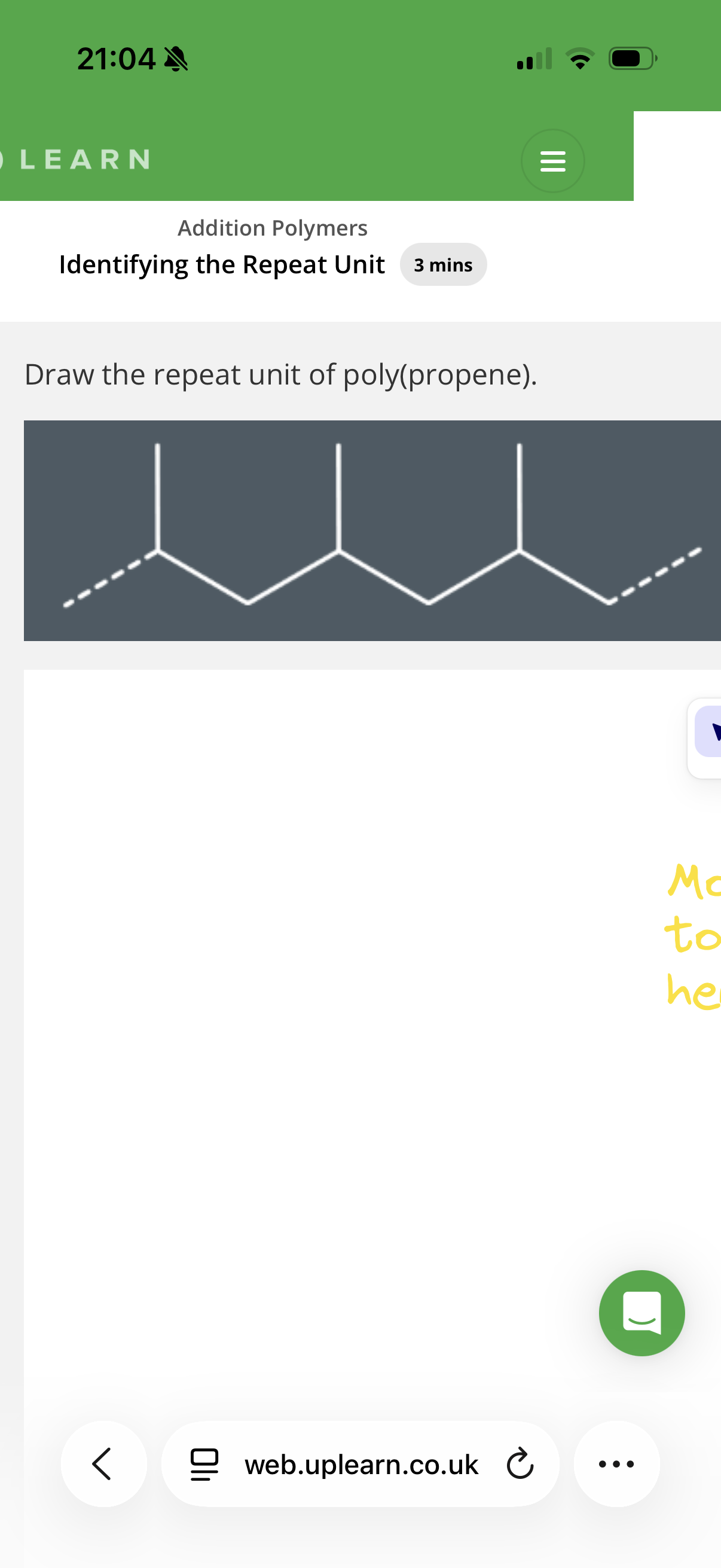 <p>Answer image q?</p><p>Hint: To identify repeat units, look at the carbons in pairs and see if they have the same substituents as the other pair of carbons.</p>