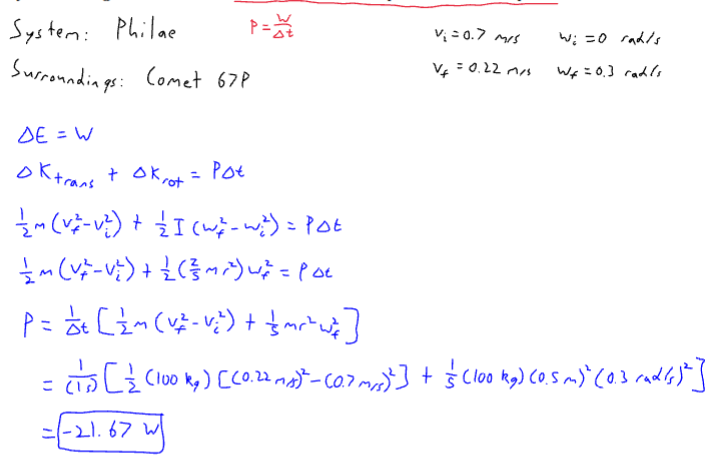 <p>damping system equal is delta k_trans + delta k_rot = p * deltaT. you are trying to find p. derived from p = w/deltaT.</p>