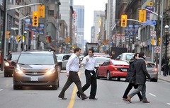 <p>crossing the road at an undesignated spot</p>