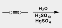 <p>hydration of alkynes with H2O</p>